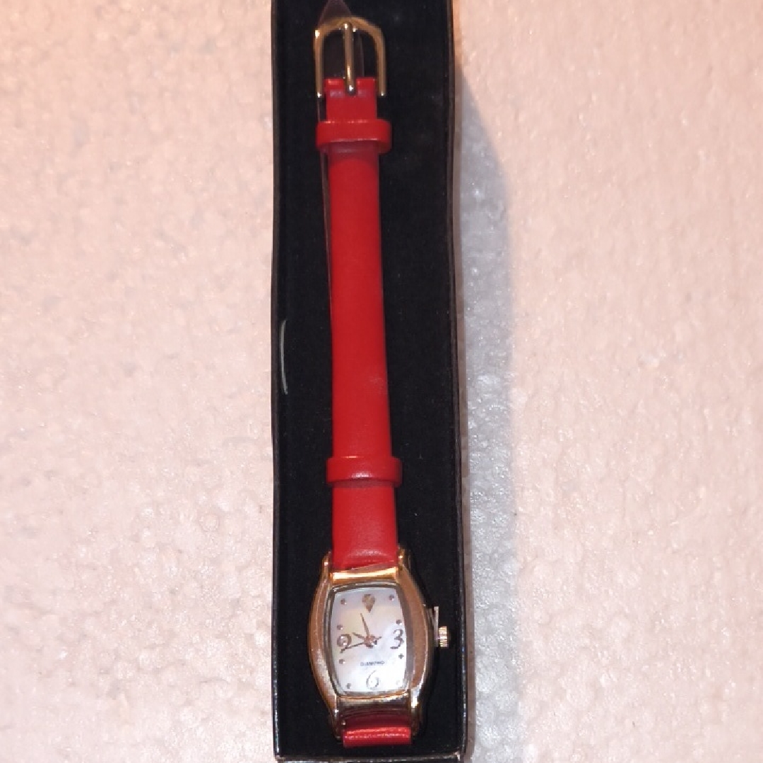 Diamond Accent Watch With Mother Of Pearl Dial Red